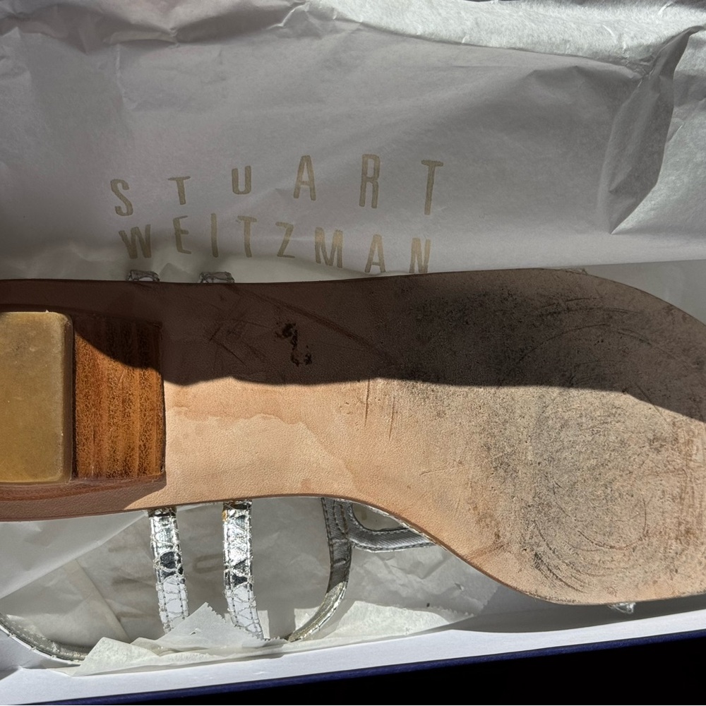 Stuart Weitzman Metallic Snakeskin Sandals - Picture 4 of 4